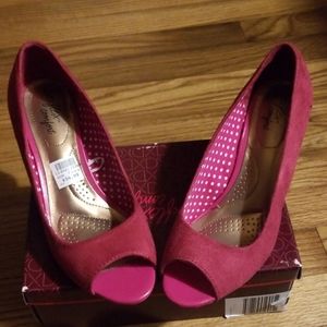 Pink peekaboo heels